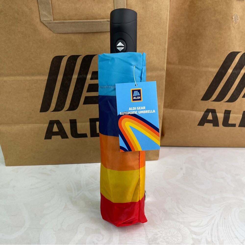 Aldi Gear Automatic Umbrella Stripes with Cover NWT